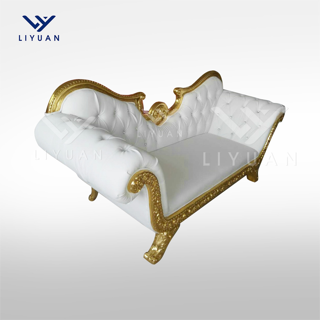 LIYUAN wedding suppliers gold sliver wedding king and queen chairs for sale double loveseat for bride and groom throne chair