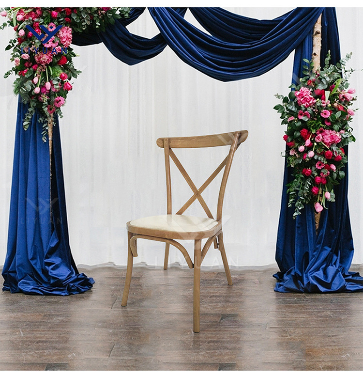 LIYUAN Wholesale Gold Cross Back Event Chairs metal wooden Wedding iorn chair For Sale