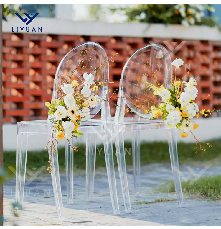 LIYUAN Modern Hotel Wedding Resin Clear Ghost Chair Transparent Plastic Acrylic Crystal Tiffany Chairs For Party Events