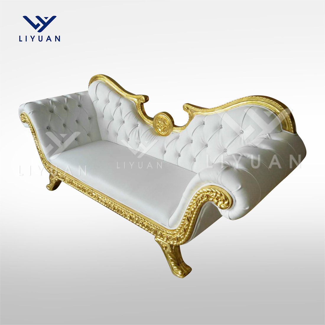 LIYUAN wedding suppliers gold sliver wedding king and queen chairs for sale double loveseat for bride and groom throne chair