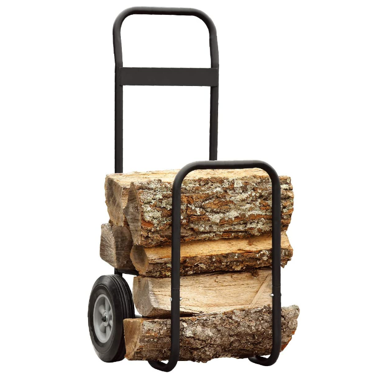 Log Cart/Fireplace Accessories/Firewood Log Cart Carrier, Outdoor and Indoor Wood Rack Storage Mover, Rolling Dolly Hauler