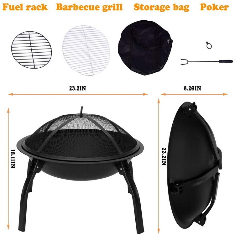 Fire Pits/Outdoor Heater/Fire Pits for Outside - Steel BBQ Grill 22 inch Fire Poker for Camping, Picnic, Backyard, Garden