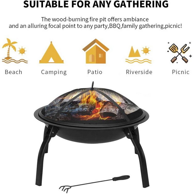 Fire Pits/Outdoor Heater/Fire Pits for Outside - Steel BBQ Grill 22 inch Fire Poker for Camping, Picnic, Backyard, Garden