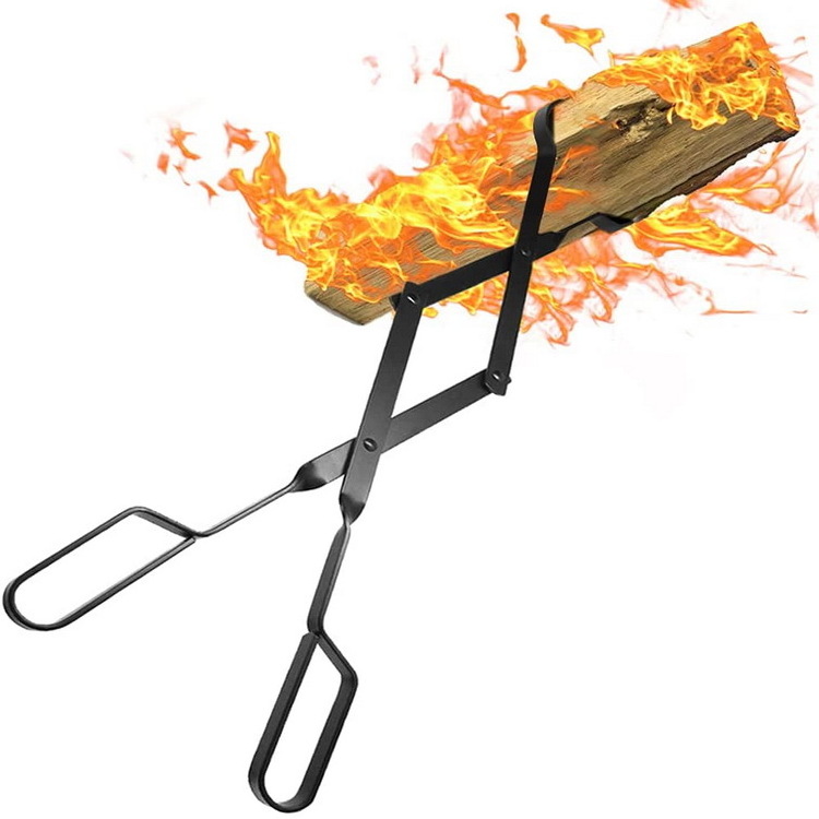 Folding Fire Tongs Fireplace Claw Grips Indoor Outdoor Fireplace Tools