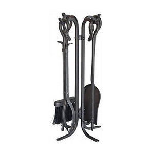 Fireplace Tools Sets Black Wrought Iron and Indoor Fireplace Accessories Log Holder Fire Pit Stand Fire Tongs Shovel