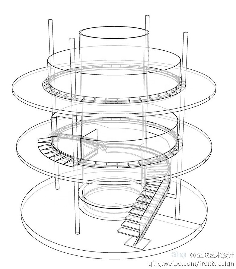 Foshan Steel Plate Cantilevered Invisible Stringer Floating Spiral Staircase