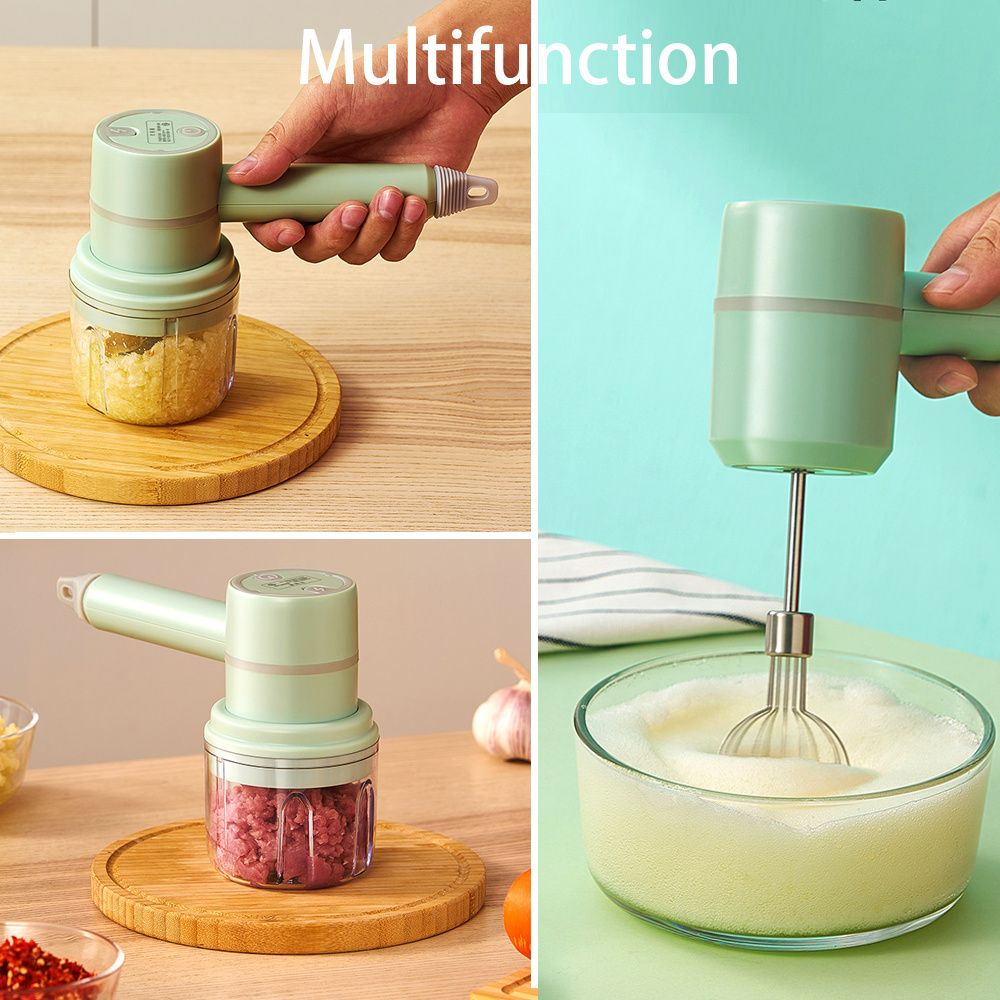 Garlic chopper portable usb rechargeable whisk cordless handheld egg beater cooking electric hand mixer for baking cake