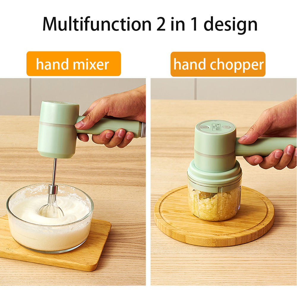 Garlic chopper portable usb rechargeable whisk cordless handheld egg beater cooking electric hand mixer for baking cake