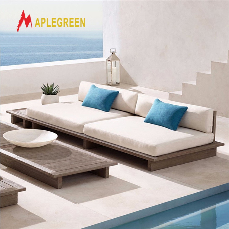 Modern Solid Wood Furniture with Cushions Sofa Set Beach Garden Patio Hotel Sectional L Shape Outdoor Sofa