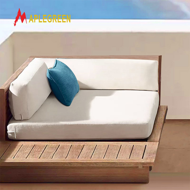 Modern Solid Wood Furniture with Cushions Sofa Set Beach Garden Patio Hotel Sectional L Shape Outdoor Sofa