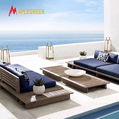 Modern Solid Wood Furniture with Cushions Sofa Set Beach Garden Patio Hotel Sectional L Shape Outdoor Sofa