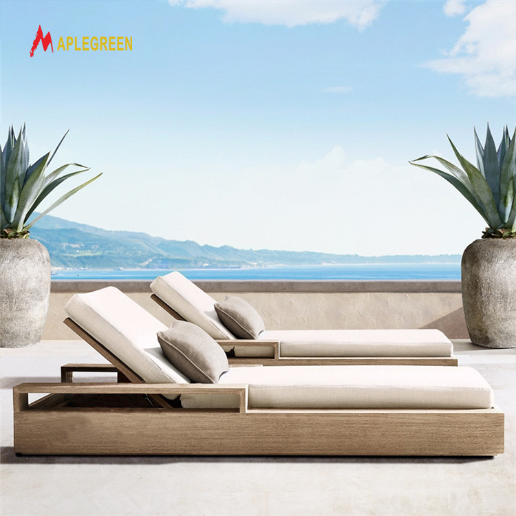 Luxury Outdoor Teak Sun Lounger for Swimming Pool and Beach All-Weather Wooden Furniture with 5 Years Warranty