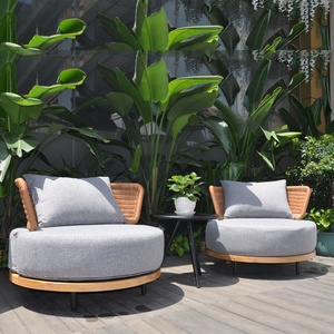 Modern Leisure Backyard Outdoor Furniture Round Synthetic Rattan Patio Garden Table Chairs Rope Sofa Set