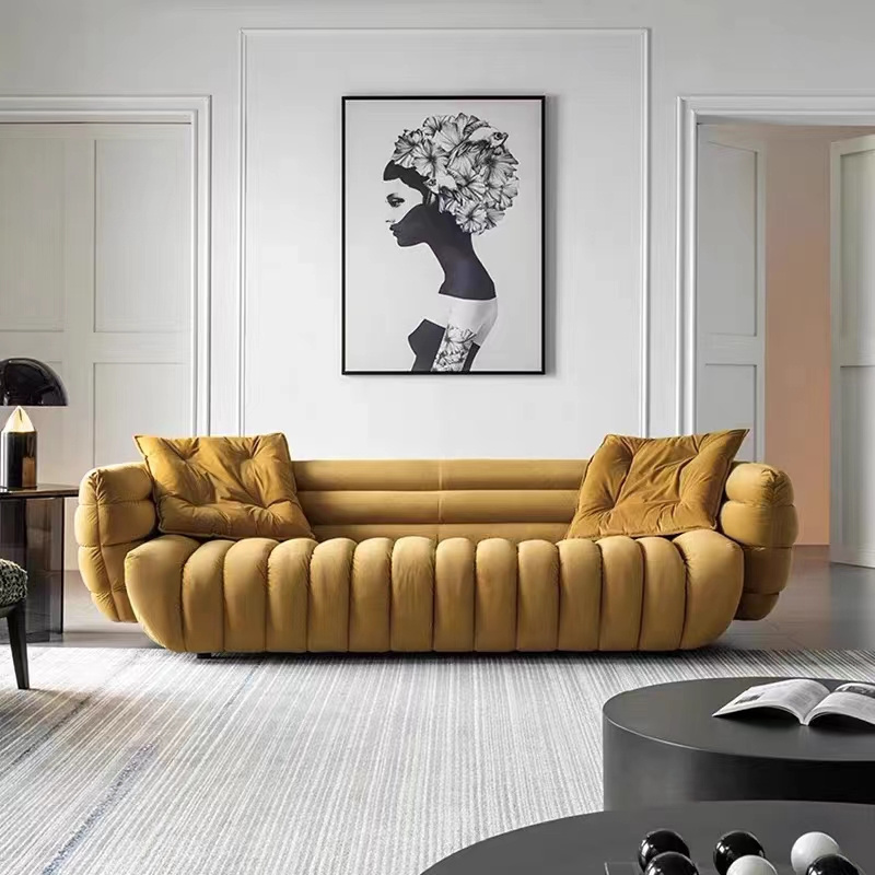 2023 modern  family Hot Sale Modern Curved Sofa Design Living Room furniture 3 Seater sofas