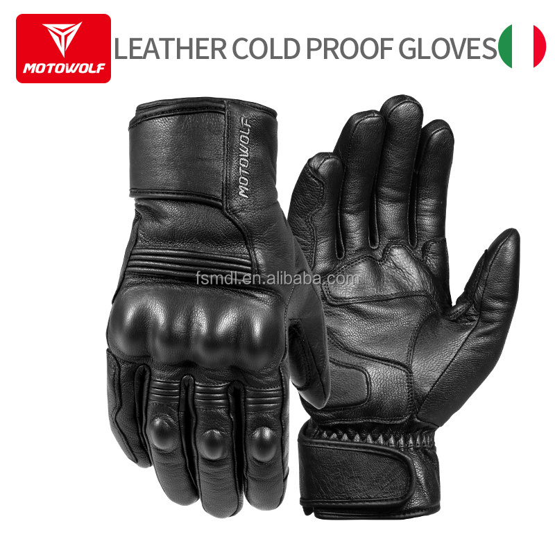 MOTOWOLF unisex black touch screen motorcycle waterproof leather motorcycle gloves winter racing gloves