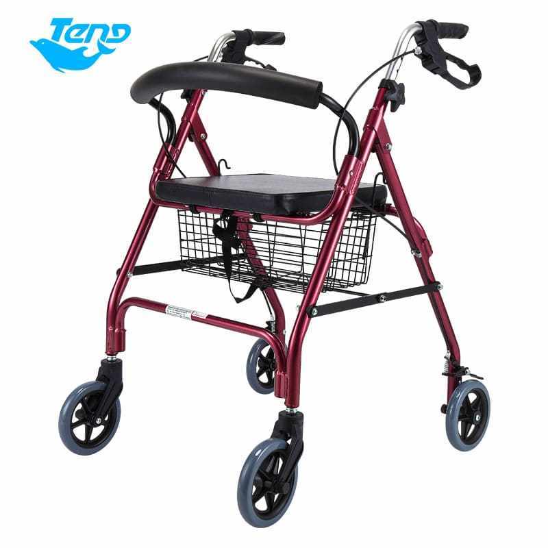 Manual patient aluminum lightweight folding adjustable chair handcycle walkers disabled foldable walker rollators with seat