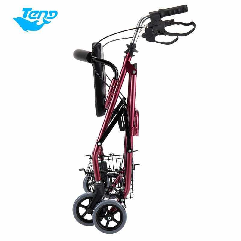 Manual patient aluminum lightweight folding adjustable chair handcycle walkers disabled foldable walker rollators with seat