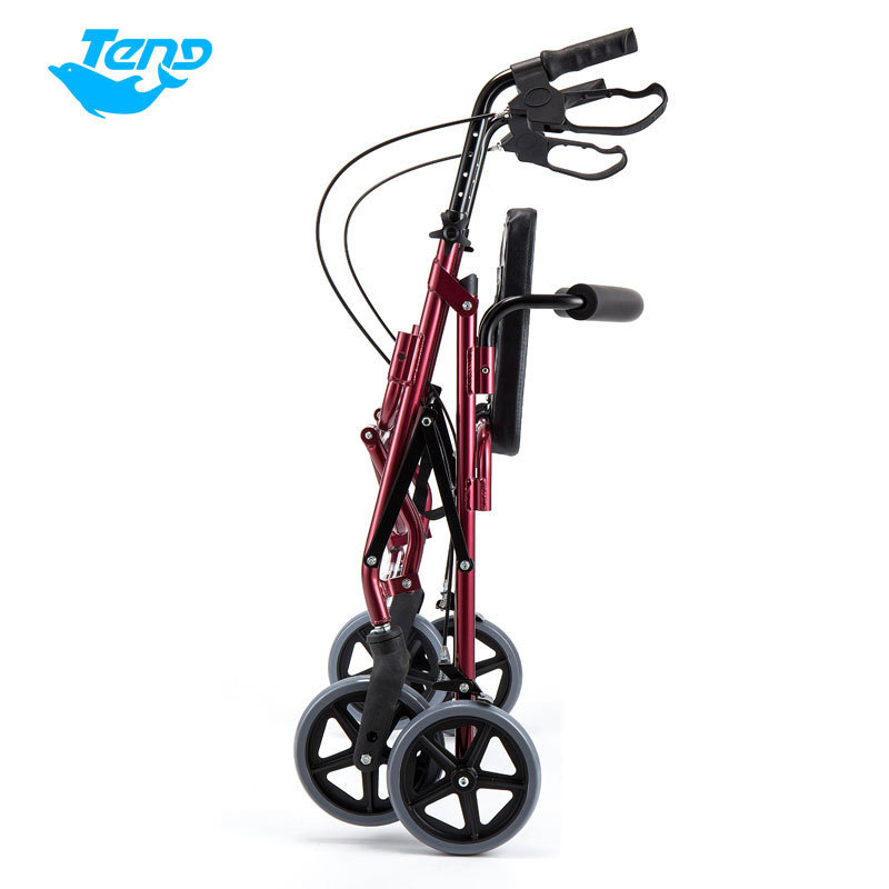 Hot Product Aluminum Healthcare Old People Shopping Cart Lightweight Adult Elderly Folding Rollator Walker With Seat