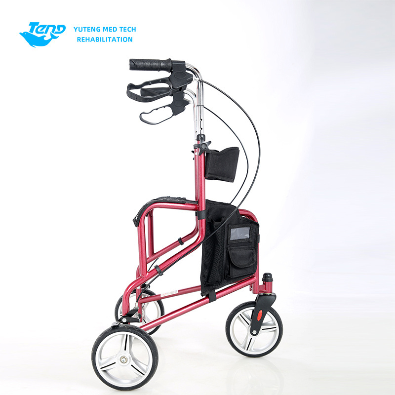 Mobility Aids Lightweight 3 Wheel Folding Steel Rollator Walker Manual Walker Rollator For Disabled