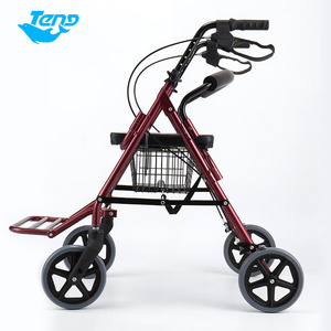 Hot Product Aluminum Healthcare Old People Shopping Cart Lightweight Adult Elderly Folding Rollator Walker With Seat