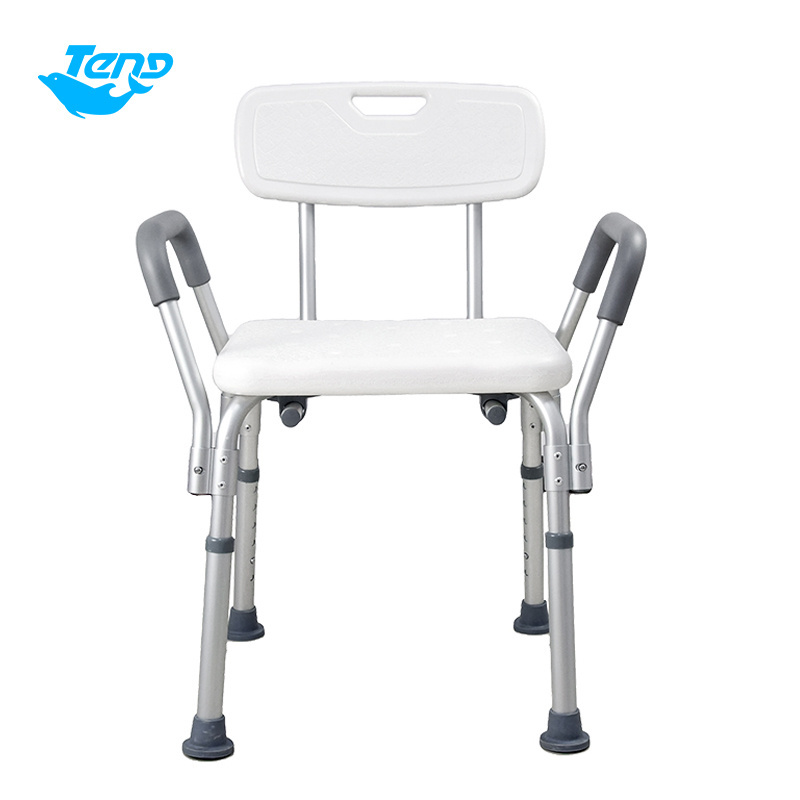 Height Adjustable Aluminum Alloy Shower Bath Chair With Backrest And Arm Shower Chair For Disabled