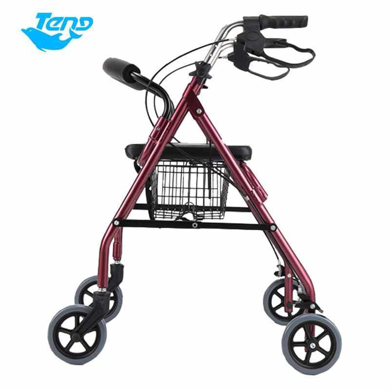 Manual patient aluminum lightweight folding adjustable chair handcycle walkers disabled foldable walker rollators with seat