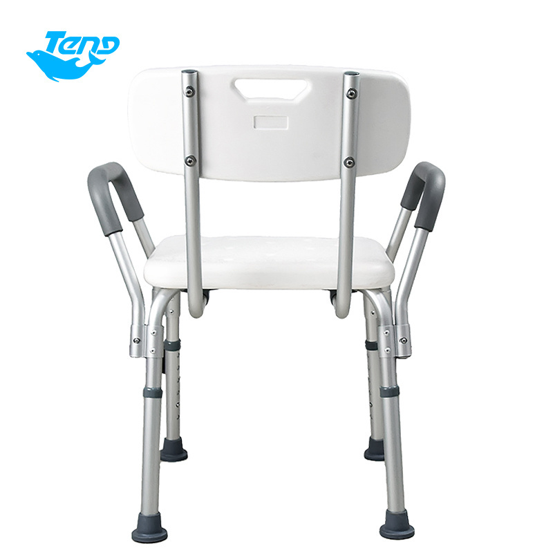 Height Adjustable Aluminum Alloy Shower Bath Chair With Backrest And Arm Shower Chair For Disabled