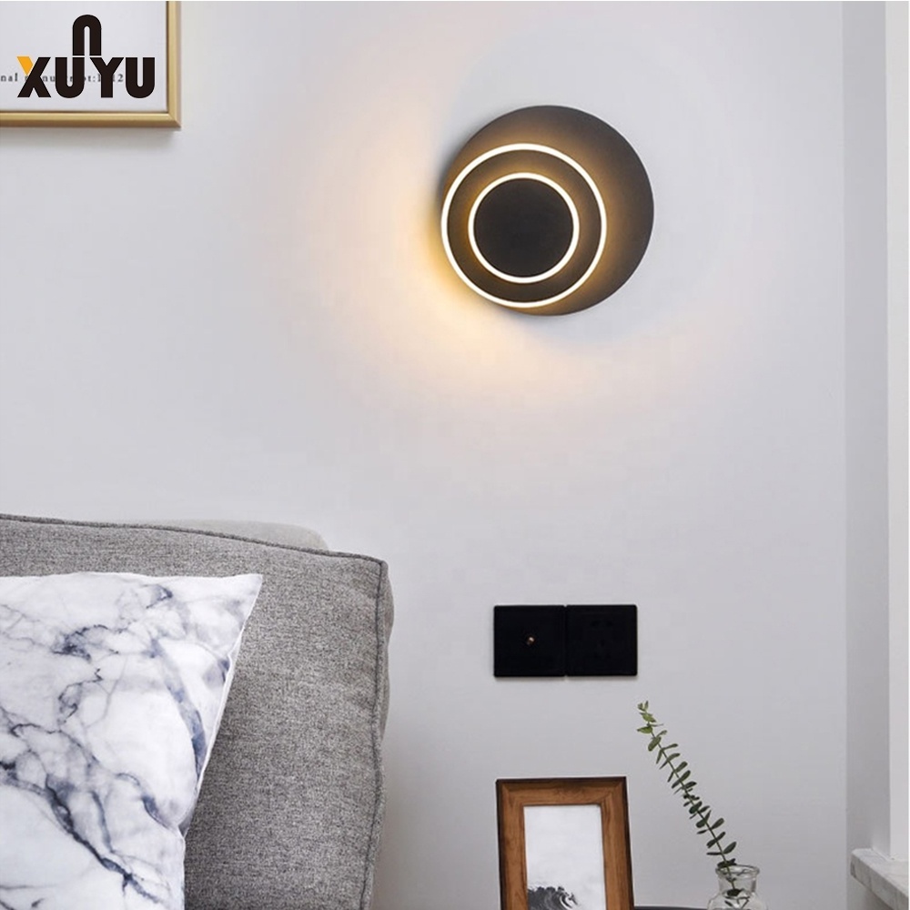 Creative Decoration Indoor Hotel Room House Bedroom Bedside Wall Lamp Round Acrylic Stair Wall Lights For Home Decorative