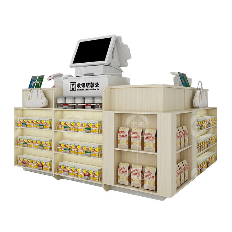 Meicheng Supermarket Checkout Counter Design Wooden Grocery Store Used Checkout Counters For Sale