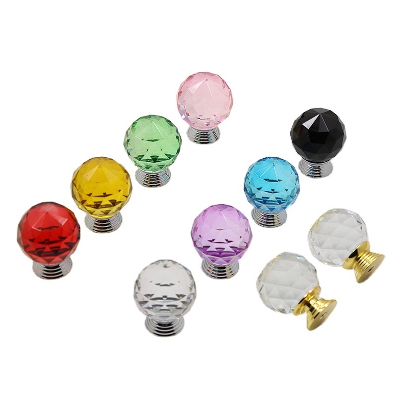 Furniture Crystal Kitchen Closet Drawer Cabinet handles Modern colored round knobs