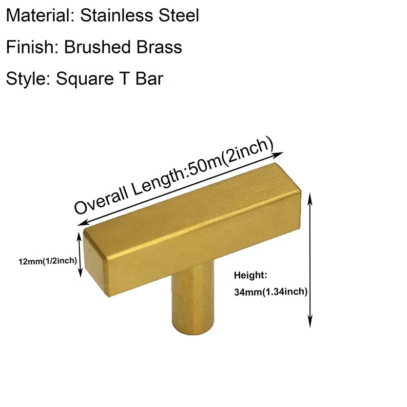 Furniture Cabinet Pull Handles Drawer Pulls Square T Bar Gold Brushed Nickel Kitchen  Handles