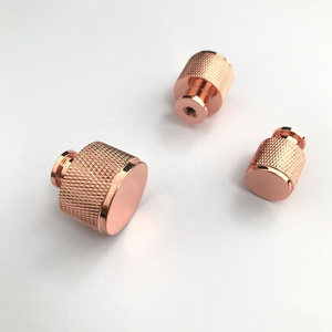 Meilv Hardware Shiny Rose Gold Knurled Knob Aluminum Furniture Cabinet Door Pull Knob Handle