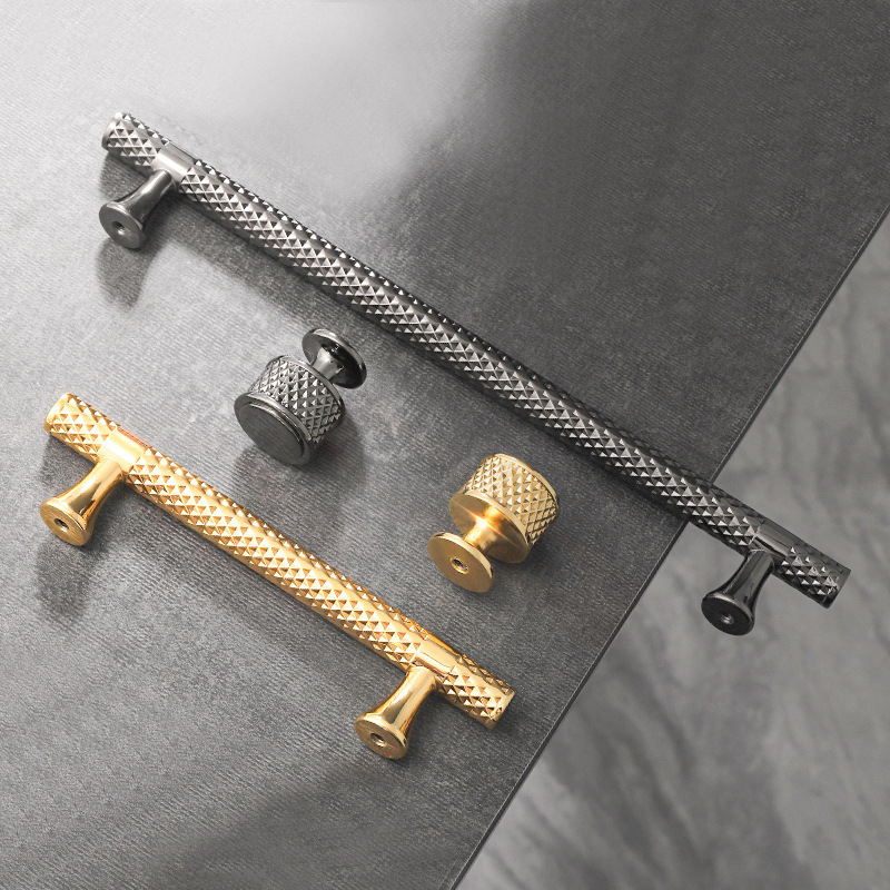 T Bar Knurled Kitchen Cabinet Door Pull Handles Stainless Furniture Hardware Door Fitting Handle