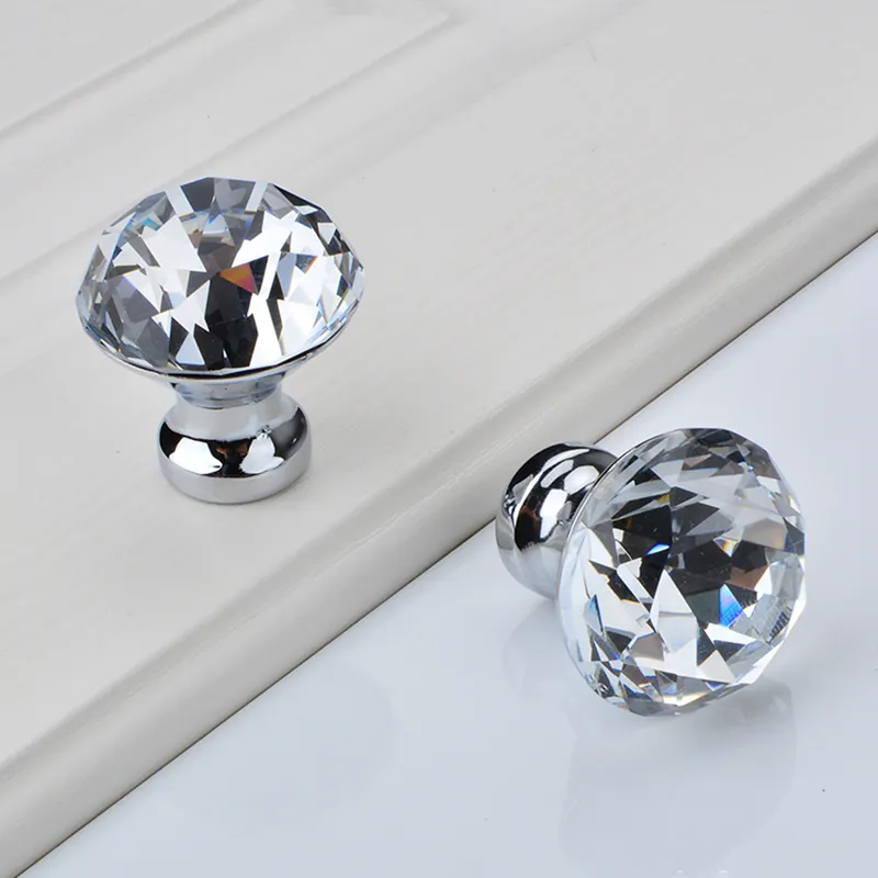 Crystal Drawer Cabinet Knob Diamond Crystal Glass Door Knob Handle 30mm Suitable For Dresser