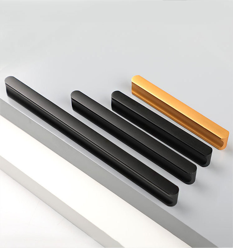 Aluminum Solid Kitchen Cabinet Handles Matte Black Handle and Pull for Bathroom Cabinets and Drawers