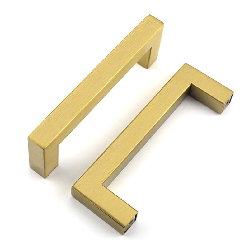 Gold Square Cabinet Handles Brushed Brass Kitchen Hardware Modern Drawer Furniture Door Knobs Cupboard Wardrobe Drawer Pull