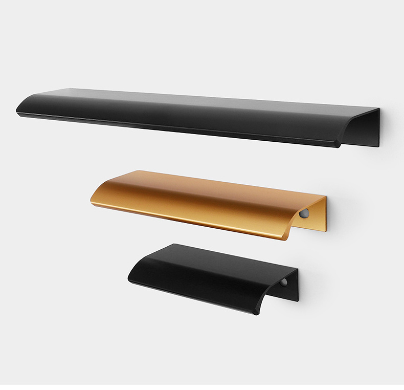 Modern Finger Edge Pulls Tab Pull OEM Length Cabinet Drawer Pulls Matt Black Gold and Brush Nickel