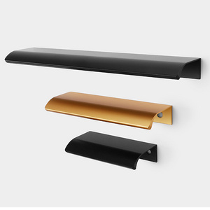 Modern Finger Edge Pulls Tab Pull OEM Length Cabinet Drawer Pulls Matt Black Gold and Brush Nickel