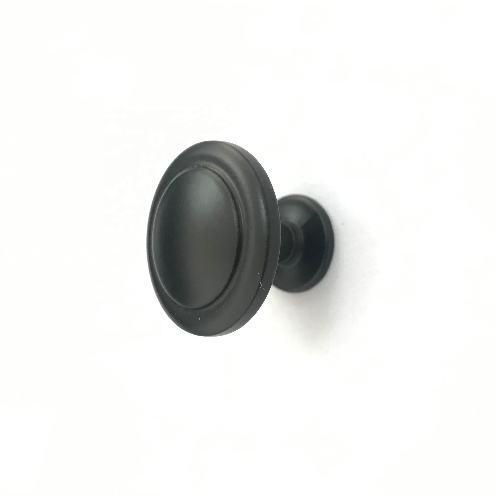 High quality Zinc Alloy Products Furniture Hardware Kitchen and Cupboard Matt Black color Round Flat Handle knob