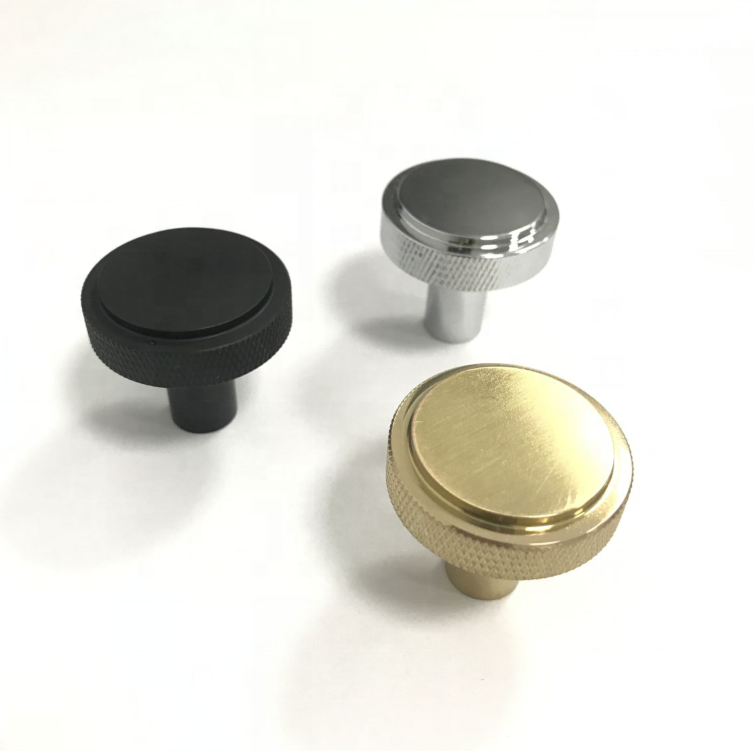 Black matt round shape furniture cabinet pull decorative drawer Knurl Knobs