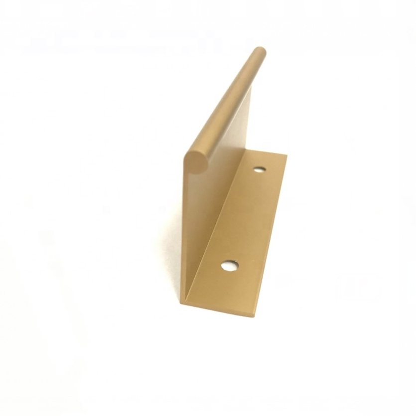 Anodized Matt Gold Color Furniture Cabinet and Kitchen Usage Aluminum Profile Edge Finger Pull Handles