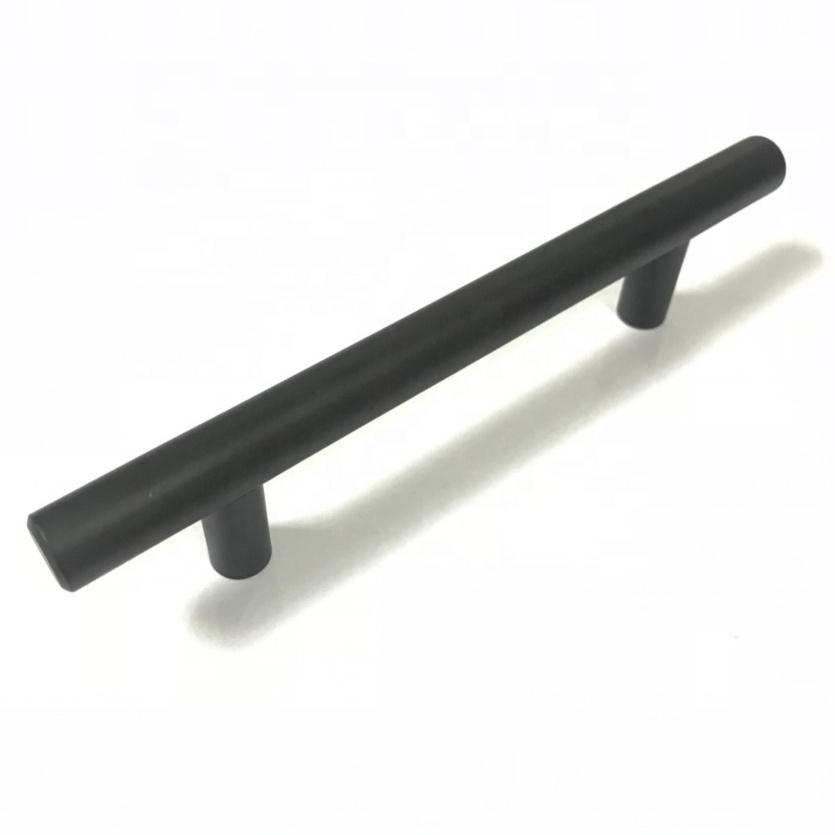 Matt Black Stainless steel Black Finishing Furniture Cabinet Hollow and Solid T Bar Drawer Pull Handle