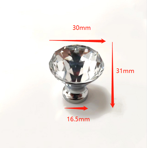 Crystal Drawer Cabinet Knob Diamond Crystal Glass Door Knob Handle 30mm Suitable For Dresser