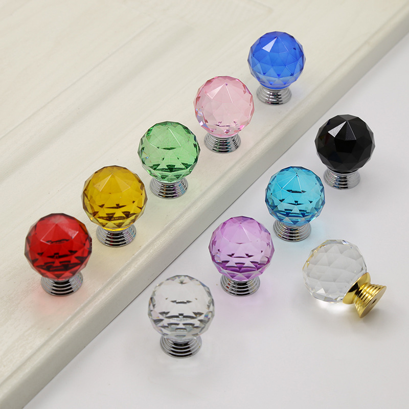 Furniture Crystal Kitchen Closet Drawer Cabinet handles Modern colored round knobs