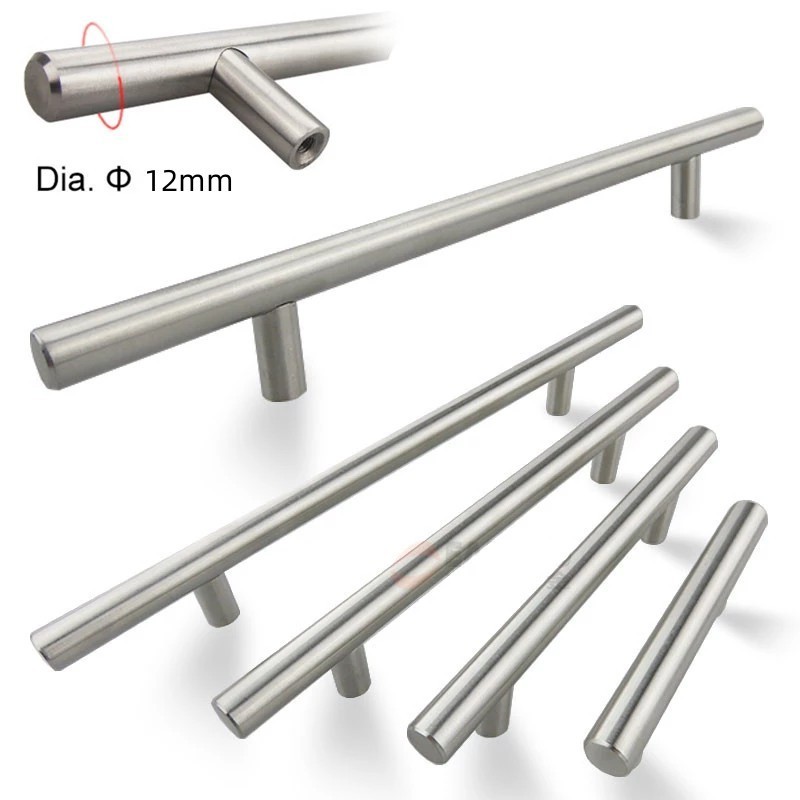 Door Handle Stainless Steel T Bar Pull Cupboard Handle Furniture Dresser Drawer Cabinet Knobs