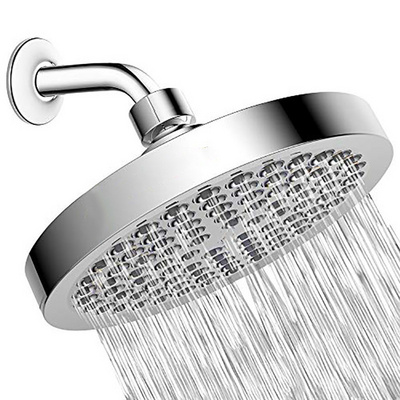 6 inch high pressure chrome plated rainfall shower head in luxury bathroom, adjustable angle, anti clogging silicone nozzle