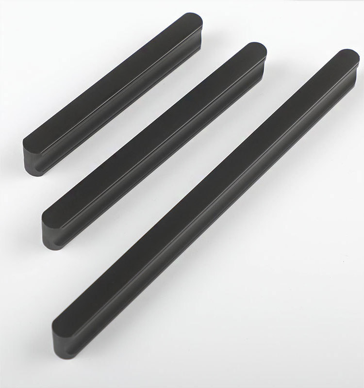 Aluminum Solid Kitchen Cabinet Handles Matte Black Handle and Pull for Bathroom Cabinets and Drawers