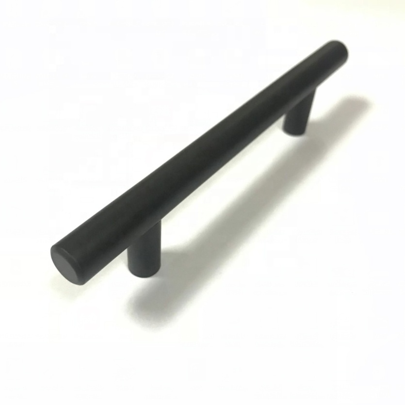 Matt Black Stainless steel Black Finishing Furniture Cabinet Hollow and Solid T Bar Drawer Pull Handle