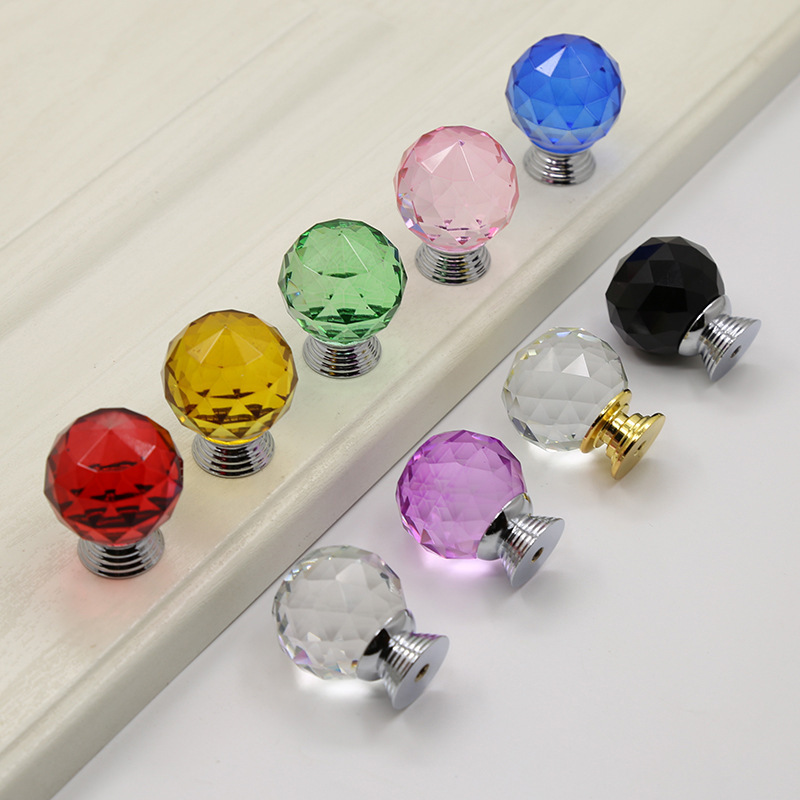 Furniture Crystal Kitchen Closet Drawer Cabinet handles Modern colored round knobs