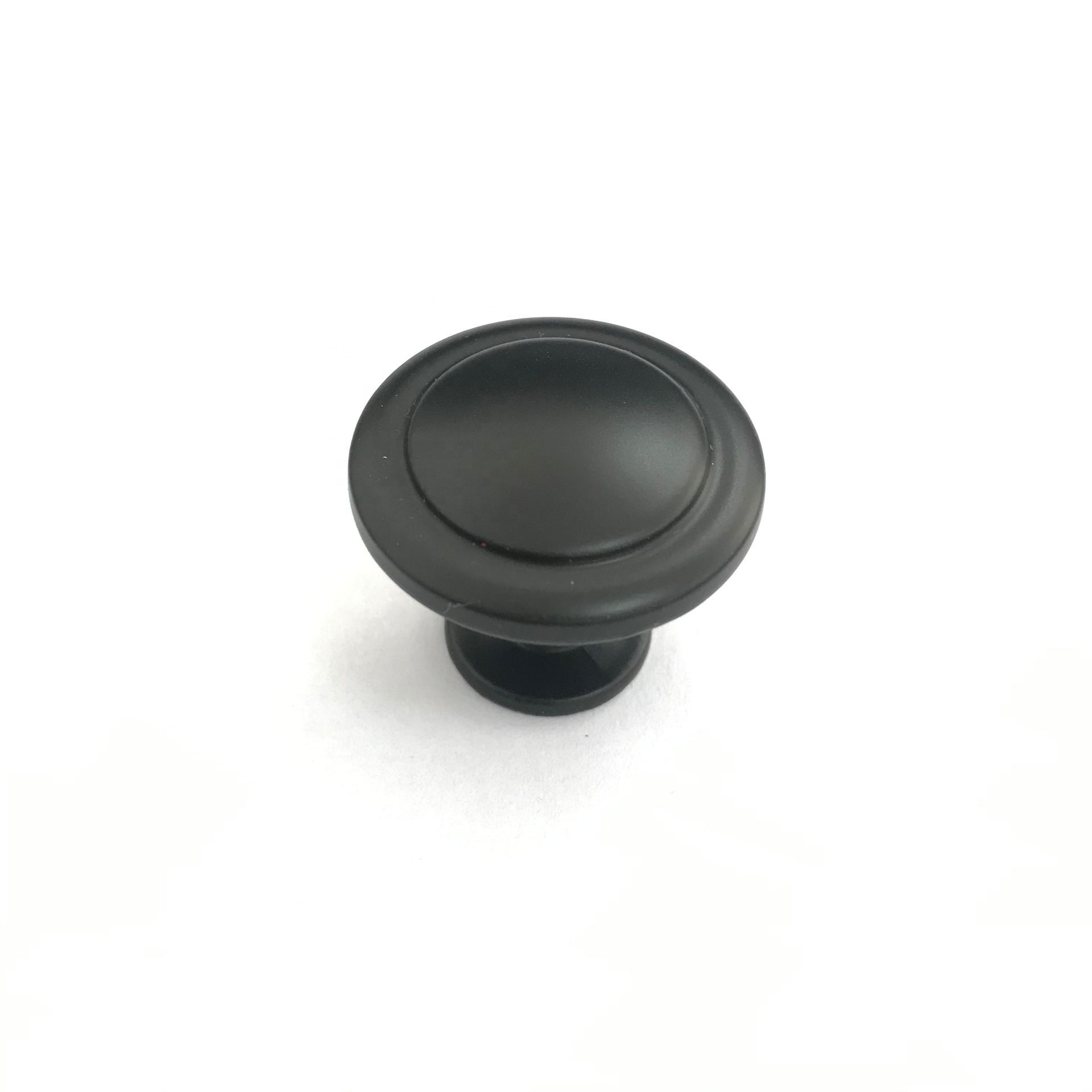 High quality Zinc Alloy Products Furniture Hardware Kitchen and Cupboard Matt Black color Round Flat Handle knob